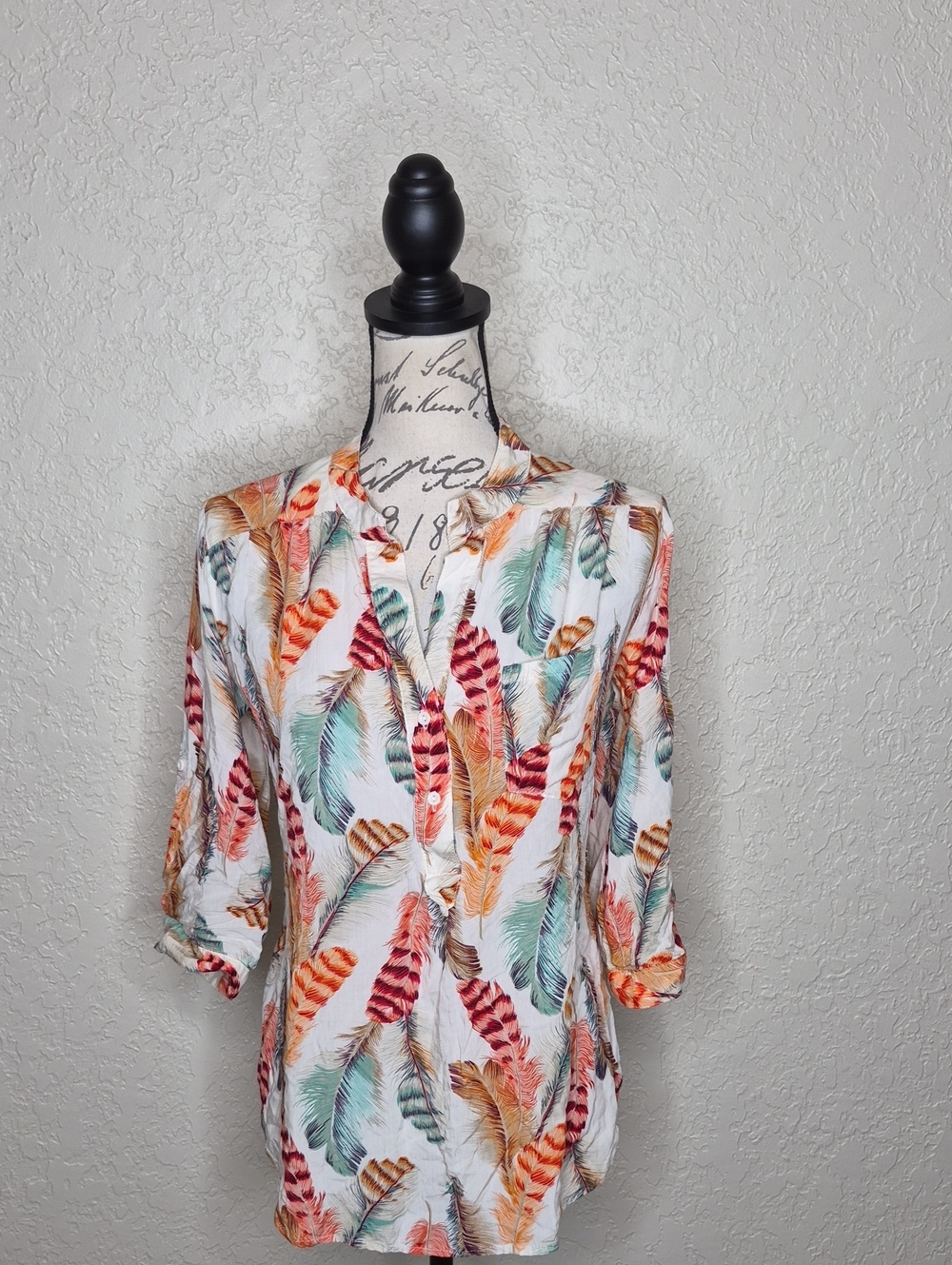 Fab'rik Multicolored Feather Print Top Size S